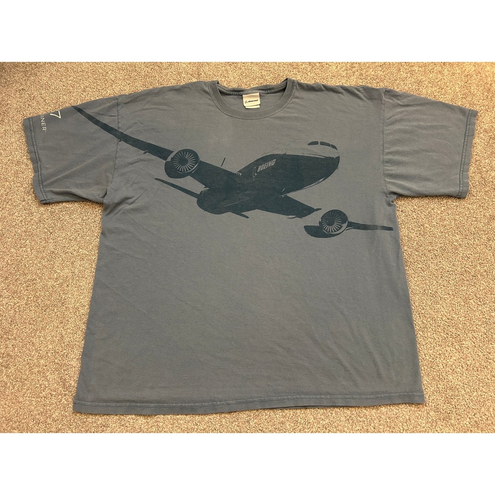 Boeing 787 Airplane T-Shirt Mens 2XL Blue Excellent 787 Dreamliner Graphic Tee